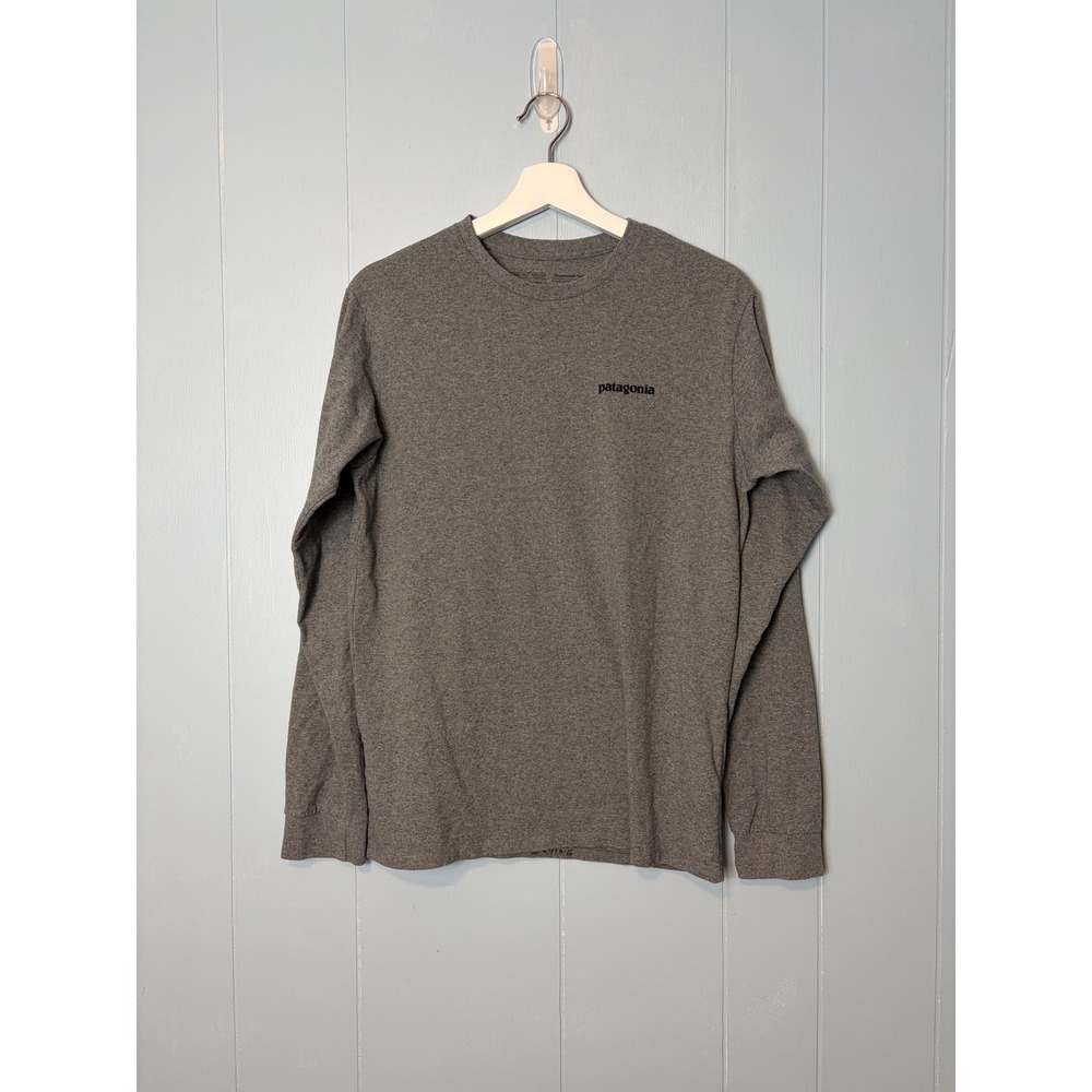 Patagonia Mens Responsibili-Tee Long Sleeve Gray Bison Back For Good Shirt Small